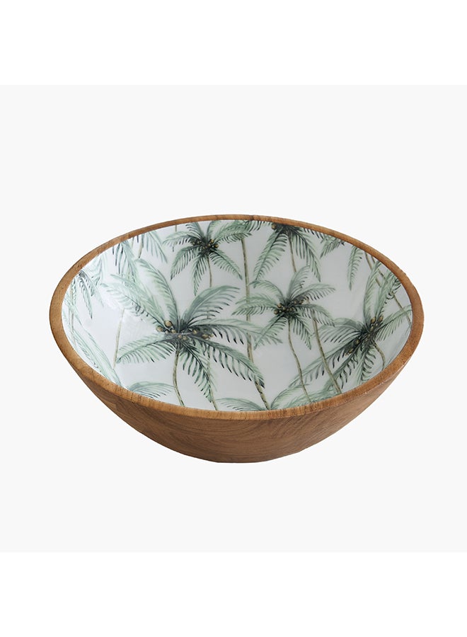 Home Box وعاء تقديم سلطة خشبي بتصميم ورقة النخيل - Image 5